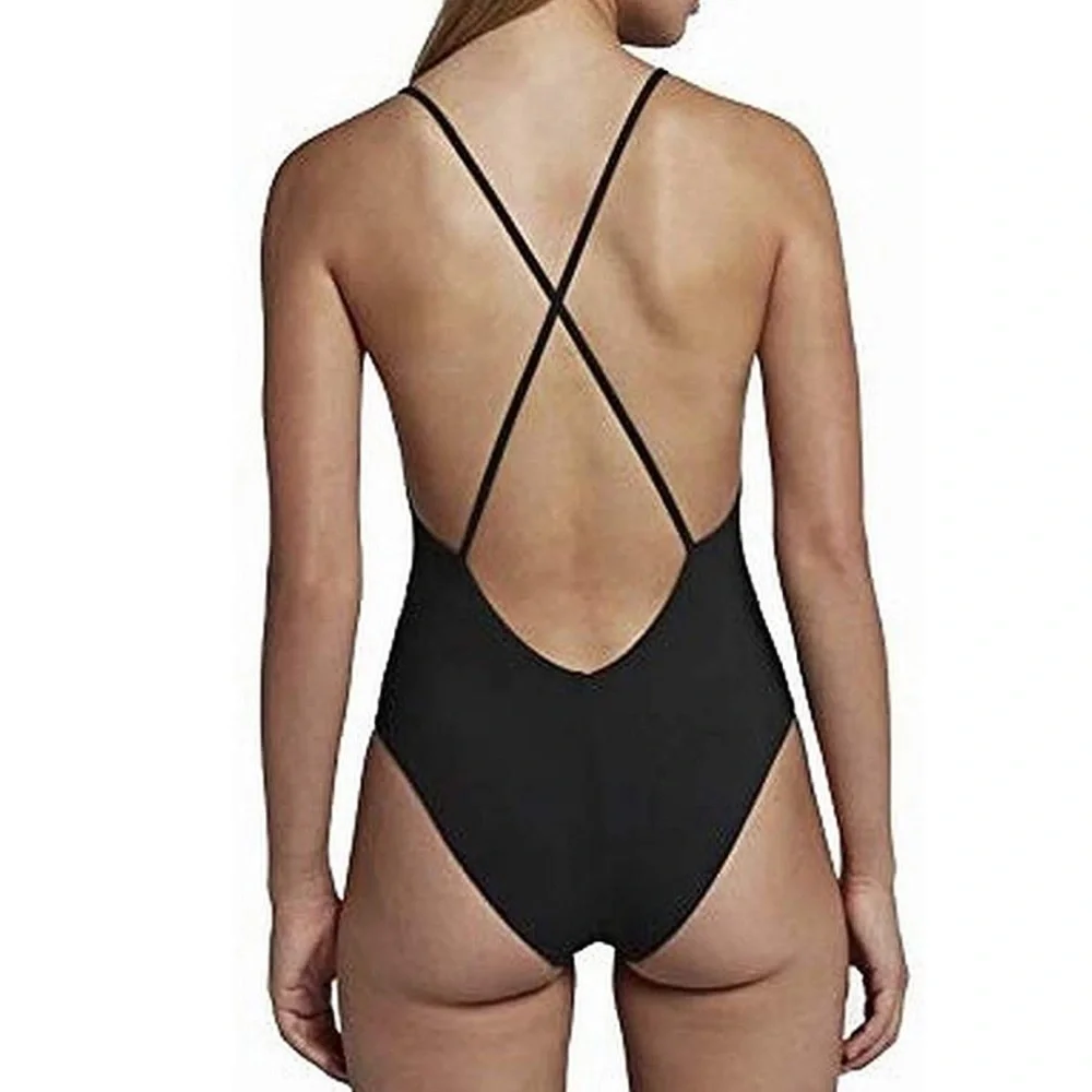 NWT HURLEY Ribbed Strappy One Piece Swim Suit